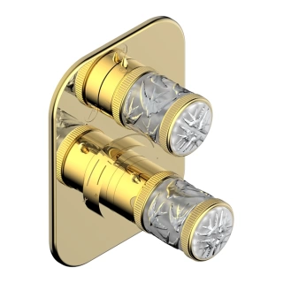 THG HIRONDELLES PLATINUM STAMPED Смеситель для душа встроенный, термостатический, с переключателем на 2 положения, внешняя часть, цвет Polished gold (A4K-F01-5500BE)