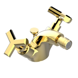 THG LES ONDES Смеситель для биде на 1 отверстие, двухвентильный, с донным клапаном, цвет Soft matt gold (G8A-F31-3202)