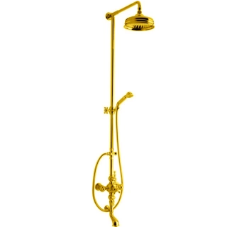 CISAL Arcana America Термостатический смеситель для ванны/душа с душевым комплектом и верхним душем, цвет золото (AA00414024)
