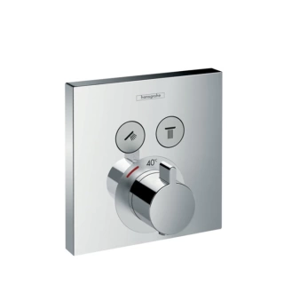 Hansgrohe ShowerSelect Встраиваемый термостат для душа, 2 источника с кнопками вкл/выкл (внешняя часть), цвет: хром (15763000)