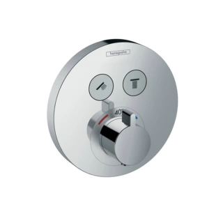 Hansgrohe ShowerSelect S Встраиваемый термостат для душа, 2 источника с кнопками вкл/выкл, (внешняя часть), цвет: хром (15743000)