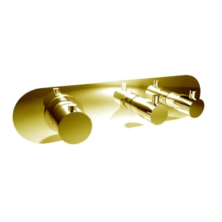 BONGIO AQUA Смеситель для душа встраиваемый, термостатический, с 2 запорными вентилями, цвет матовое французское золото (без встраив части 09730/02) (32542HM02EU)