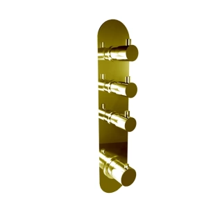 BONGIO AQUA Смеситель для душа встраиваемый, термостатический, с 3 запорными вентилями, цвет матовое французское золото (без встраив части 09730/03) (32542HM03EU)