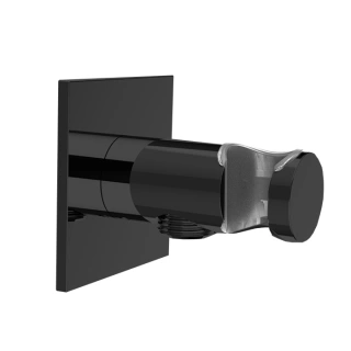 Almar ROUND Душевое подключение с держателем круглое, квадр. отражатель, черн. матовый (E095039.MB)