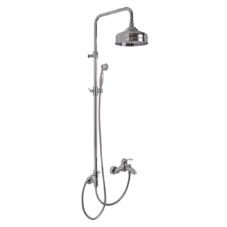 FIMA|Carlo Frattini Lamp Смеситель для ванны внешнего монтажа, с душевой стойкой, верхним душем 200 мм. и душевым комплектом, цвет хром (F3304/2CR)