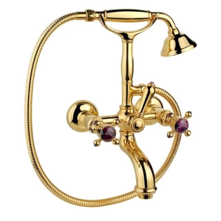 Nicolazzi Le Pietre Смеситель для ванны с 2мя ручками, с переключателем ванна/душ, цвет: золото (2101GO09)