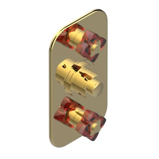 THG PETALE DE CRISTAL ROUGE Смеситель для душа встраиваемый, термостатический, с 2 запорными вентилями, внешняя часть, цвет полированное золото (U6C-F01-5400BE)