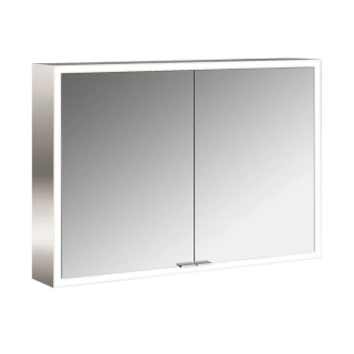 Emco Asis prime Зеркальный шкаф алюминиевый 1000х152хh700мм, навесной, 2 дверки, 2 стекл.полки LED-подсветка сенсорн, розетка, боковые панели зеркало (9497 060 83)