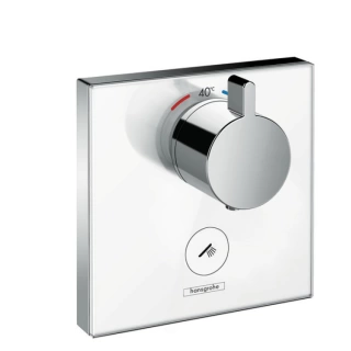 Hansgrohe ShowerSelect Встраиваемый термостат для душа, 1 источник + кнопка для ручн.душа, (внешняя часть) стекло, цвет: белый/хром (15735400)