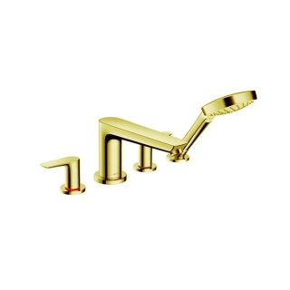Hansgrohe Talis E Смеситель на борт ванны, на 4 отв, с ручным душем, излив 196мм, цвет: золото (71748990)