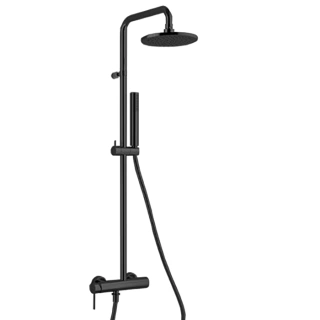 Fantini Nostromo Душевая стойка, с верхнем душем 20см, с ручным душем и смесителем, цвет: цвет: черный матовый (86 13 8130)