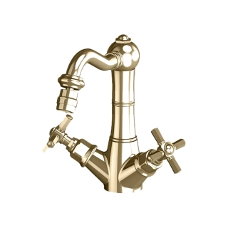 GATTONI TRD Смеситель для биде на 1 отверстие, ручки Paris, высота излива 133 мм, с донным клапаном, цвет золото 24К (TR350/18D0)