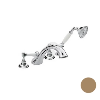 Nicolazzi P.m. Blanc Смеситель на борт ванны на 4 отв, с ручным душем, ручки белая керамика, цвет: тёмная бронза (1404BZ78)