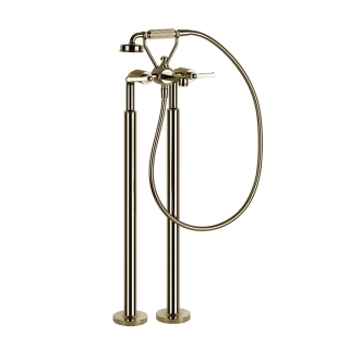 GESSI VENTI20 Смеситель для ванны напольный, двухвентильный, с ручным душем и шлангом 1500 мм, внешняя часть, цвет Brass PVD (65128#710)