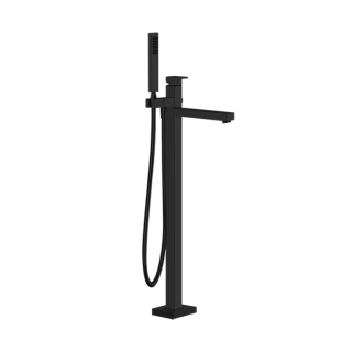 GESSI RETTANGOLO Смеситель для ванны напольный, с ручным душем и шлангом 1500 мм, внешняя часть, цвет Black Metal PVD (24961#706)