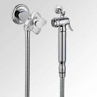 THG PETALE DE CRISTAL CLAIR Гигиенический душ, в комплекте с запорным вентилем, шлангом 1250 мм. и держателем, стекло прозрачное, цвет хром (U6A-A02-5840/8)