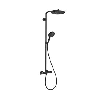 HG Raindance Душевая стойка с термостатом 1jet (верхний душ 240мм, ручной душ с держателем), цвет: черный матовый (27633670)