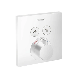 Hansgrohe ShowerSelect Встраиваемый термостат для душа, 2 источника с кнопками вкл/выкл (внешняя часть), цвет: белый матовый (15763700)