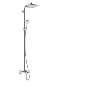 HG Crometta Showerpipe E 240 SHP: термостат для ванны + стойка с верхним душем 240х240мм + ручной душ со шлангом 160мм, цвет хром (27298000)