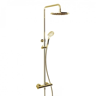 GESSI MINIMALISTIC SHOWER Душевая стойка с термостатическим смесителем, верхним душем 250 мм, ручным душем и шлангом 1500 мм, цвет Gold PVD (35175#246)