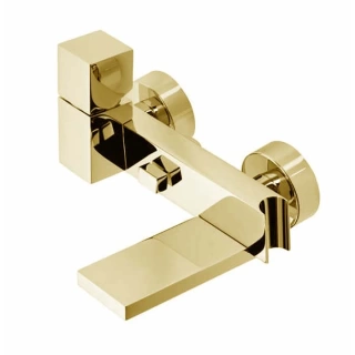 Bossini Cube Смеситель наружный с девиатором, держатель для душевой лейки с гибким соединением 1/2, цвет: золото (Z004101.021)