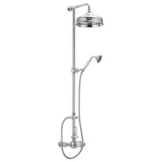 HUBER Victorian Настенная душевая система:термостат для душа,верхний душ,ручной душ с держателем и шлангом, цвет хром (590.VN32H.CR)