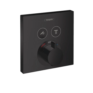 Hansgrohe ShowerSelect Встраиваемый термостат для душа, 2 источника с кнопками вкл/выкл (внешняя часть), цвет: черный матовый (15763670)