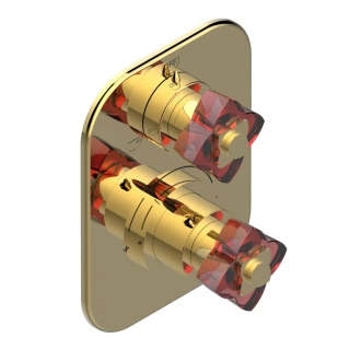 THG PETALE DE CRISTAL ROUGE Смеситель для душа встраиваемый, термостатический, с переключателем на 2 положения, внешняя часть, цвет полированное золот (U6C-F01-5500BE)