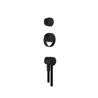 GESSI OUTDOOR Набор для душевой стойки 63207: ручка смесителя, ручка переключателя, ручной душ и шланг 1500 мм, цвет Black XL (63214#299)
