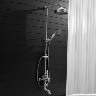 HUBER Victorian Настенная душевая система:термостат для ванны,верхний душ,ручной душ с держателем и шланг, цвет никель мат (592.VN32H.AC)