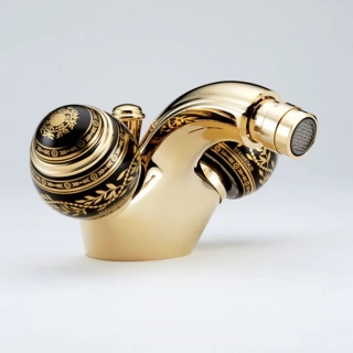 THG MARQUISE NOIR DECOR OR Смеситель для биде на 1 отверстие, с донным клапаном, ручки черные, декор золото, цвет полированное золото (A7F-F01-3202)