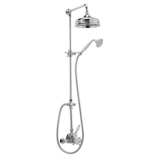 HUBER Victorian Настенная душевая система:термостат для душа,верхний душ,ручной душ с держателем и шланг, цвет никель мат (590.VN32H.AC Акция)