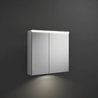 BURGBAD Iveo Зеркальный шкаф с подсветкой, 708х680х160 мм,свет. 1 выкл. и розетка,стекл полки, 2 зеркальн двери с обеих сторон, зеркалый корпус (SPHY070R)