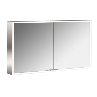 Emco Asis prime Зеркальный шкаф алюминиевый 1200х152хh700мм, навесной, 2 дверки, 2 стекл.полки LED-подсветка сенсорн, розетка, боковые панели зеркало (9497 060 84)