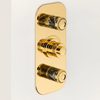 THG MALMAISON PORTORO Смеситель для душа встраиваемый, термостатический, с 2 запорными вентилями, внешняя часть, цвет полированное золото (U95-F01-5400BE)