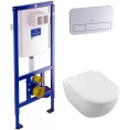 Комплект подвесного унитаза Villeroy-Boch Subway 2.0 Alpin с инсталляцией и кнопкой смыва - миниатюра фото 1