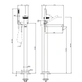 Напольный смеситель для ванны Gessi Anello черный цвет XL (63328#299) - миниатюра фото 2
