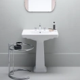 Раковина GSI Classic 60×46 см с пьедесталом и переливом, белая, с отверстием под смеситель - миниатюра фото 1