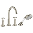 Смеситель для ванны AX Montreux на борт с ручным душем, 4 отверстия, шлифованный никель (16546820) - миниатюра фото 1