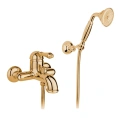 Однорычажный настенный смеситель для ванны Nicolazzi El Capitan с ручным душем в золоте 24к (3401GO75) - миниатюра фото 1