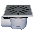 Трап HL605W с решеткой 226x226 мм-с грязеуловителем и горизонтальным выпуском DN110 - миниатюра фото 1
