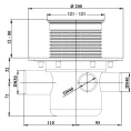 Трап HL304-3000 с решеткой 115x115 мм-с обратным клапаном-с тремя дополнительными входами DN40 и горизонтальным выходом DN50 - миниатюра фото 3