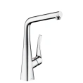 Кухонный смеситель Hansgrohe Metris с выдвижным изливом и поворотным механизмом (14821800) - миниатюра фото 1