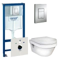 Комплект: безободковый подвесной унитаз Gustavsberg Hygienic Flush + инсталляция Grohe Rapid SL 4-в-1 - миниатюра фото 1