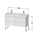 Напольная тумба Duravit XSquare под раковину с 4 ящиками, 731x1184x460 мм, белый глянец (XS445602222) - миниатюра фото 2