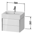 Тумба подвесная Duravit XViu с 2 ящиками, 397x584x454 мм, цвет walnut dark/черный матовый (XV43340B221) - миниатюра фото 2