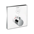 Термостат для душа Hansgrohe ShowerSelect: 2 режима (душ + ручной душ), стеклянная панель, белый/хром (15737400) - миниатюра фото 1