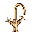 Смеситель AX Montreux для раковины в полированном золоте с изливом 117 мм и сливным гарнитуром (16505990) - миниатюра фото 1