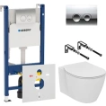 Комплект унитаза с инсталляцией: чаша Ideal Standard Connect AquaBlade, сиденье с микролифтом и шумоизолирующая система Geberit - миниатюра фото 1