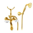Смеситель для ванны Nicolazzi Cristallo Di Rocca с переключателем душ/ванна и комплектом душа, золото (2102GO09C) - миниатюра фото 1